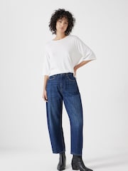 Hush Blue Stripe Barrel Leg 100% Cotton Jeans - Image 2 of 6