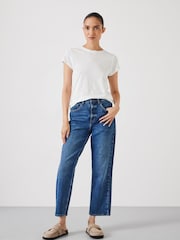 Hush Blue Blue Nina Straight Cropped 100% Cotton Jeans - Image 3 of 5