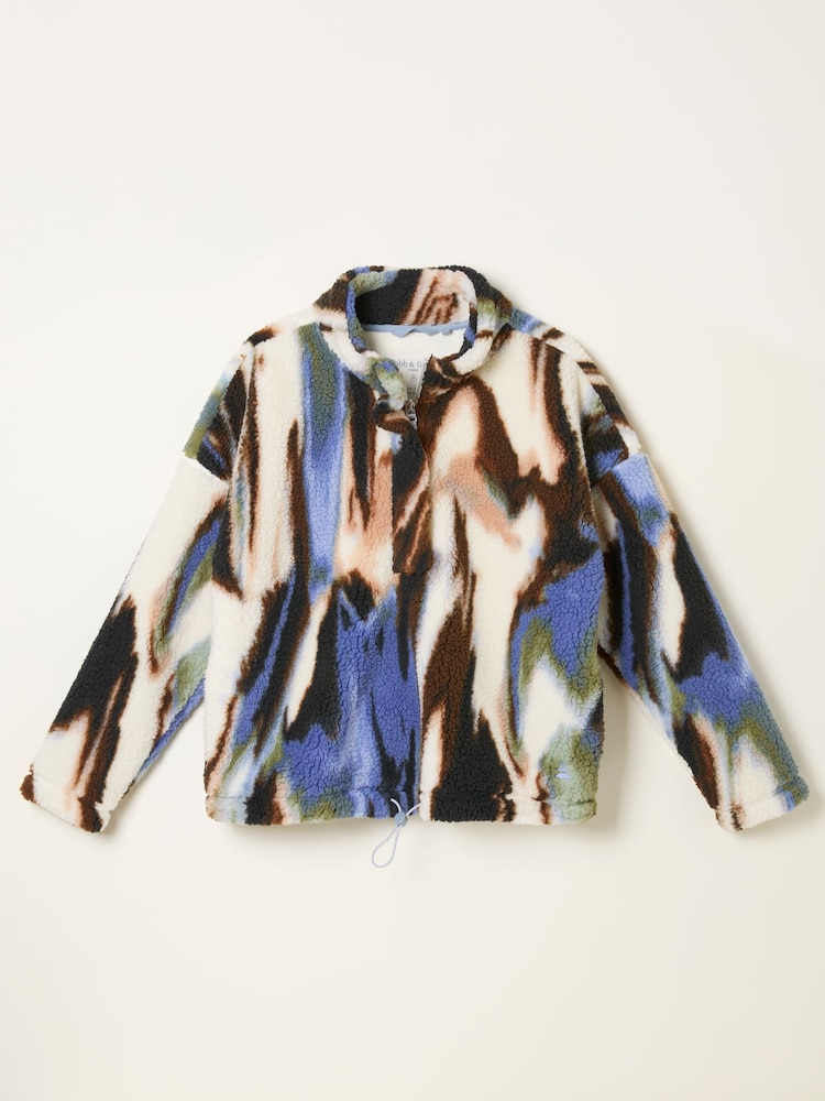 FatFace Raya Natural Printed Half Neck Fleece - Image 1 of 1 FatFace Raya Natural Printed Half Neck Fleece - Image 1 of 1