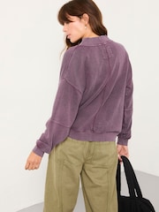 FatFace Lars Plum Purple Plain V Neck Sweat Top - Image 2 of 5