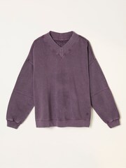 FatFace Lars Plum Purple Plain V Neck Sweat Top - Image 5 of 5