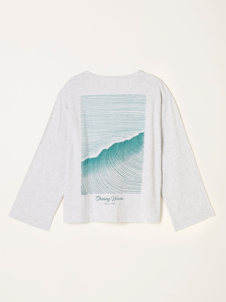 FatFace Frey Grey Long Sleeve Graphic T Shirt - Image 2 of 2