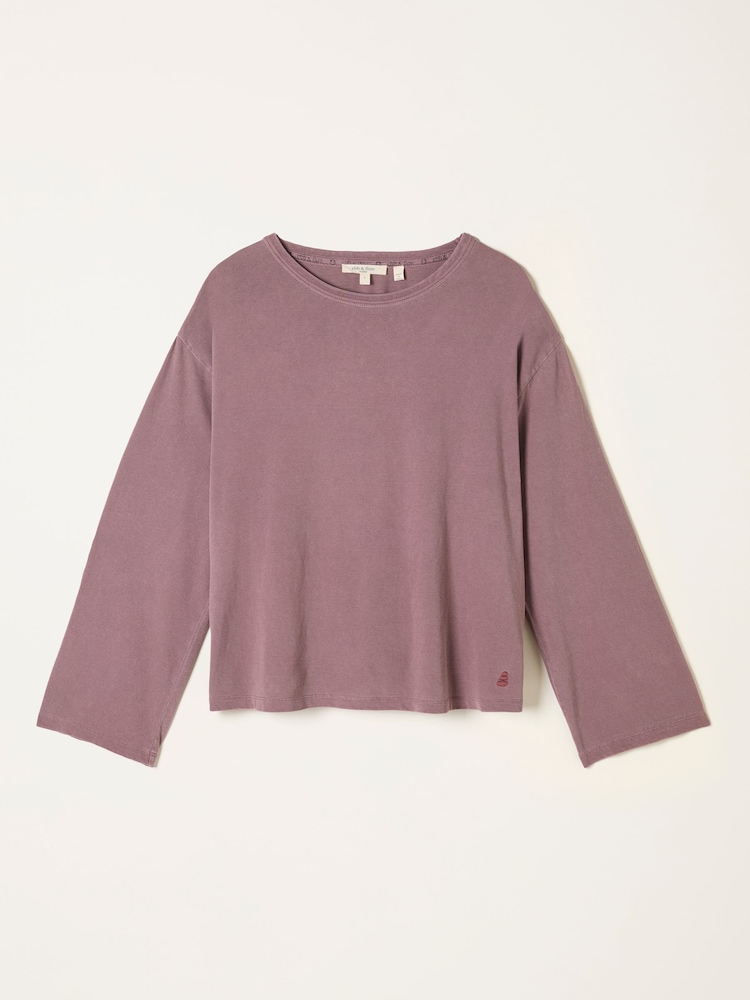 FatFace Frey Lilac Purple Long Sleeve Graphic T Shirt - Image 1 of 2