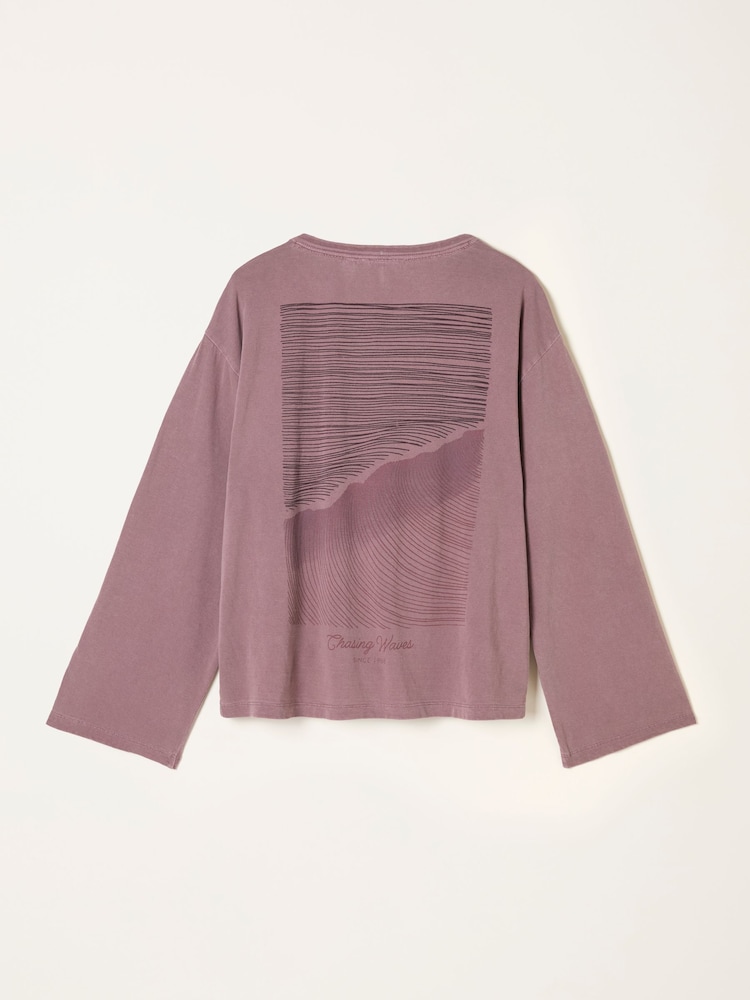 FatFace Frey Lilac Purple Long Sleeve Graphic T Shirt - Image 2 of 2