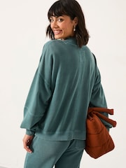 FatFace Jule Teal Blue Sweat Top - Image 2 of 5