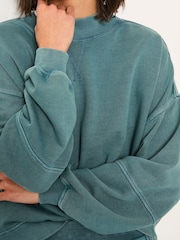 FatFace Jule Teal Blue Sweat Top - Image 3 of 5