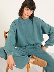 FatFace Jule Teal Blue Sweat Top - Image 4 of 5