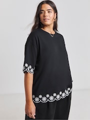Simply Be Black Cut Work T-Shirt - Image 1 of 4
