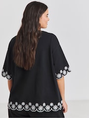Simply Be Black Cut Work T-Shirt - Image 2 of 4