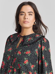 Simply Be Black Printed Collared Smock Dress - Image 3 of 4