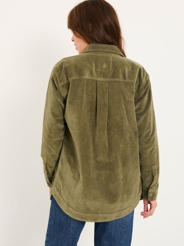FatFace Alva Khaki Green Cord Overshirt - Image 2 of 5