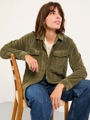 FatFace Alva Khaki Green Cord Overshirt - Image 4 of 5