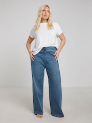 Simply Be Blue Wide Leg Weekender Jeggings - Image 1 of 4