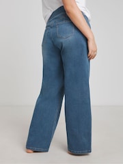 Simply Be Blue Wide Leg Weekender Jeggings - Image 3 of 4
