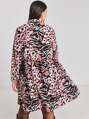 Simply Be Black Animal Leopard Print Poly Crepe Shirt Dress - Image 2 of 4