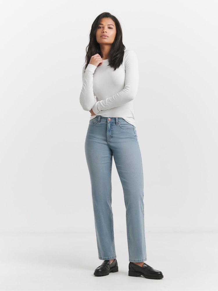 Simply Be Light Blue Petite 24/7 Straight Leg Jeans - Image 5 of 5