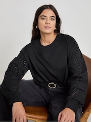 Simply Be Black Cut Work Sweatshirt - Image 1 of 4
