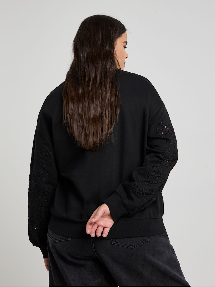 Simply Be Black Cut Work Sweatshirt - Image 2 of 4