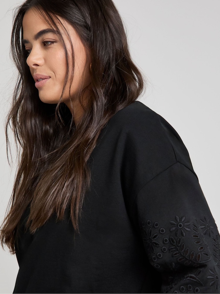Simply Be Black Cut Work Sweatshirt - Image 4 of 4