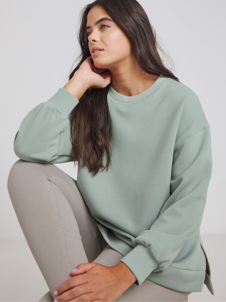 Simply Be Green Luxe Modal Dip Back Sweatshirt - Image 1 of 4