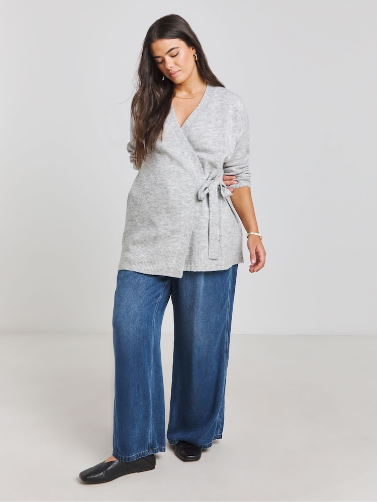 Simply Be Grey Sponge Ballet Wrap Cardigan - Image 4 of 4