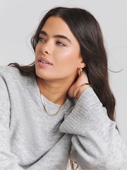 Simply Be Grey Sponge Pointelle Detail Wide Sleeve Crew Neck Jumper - Image 3 of 4