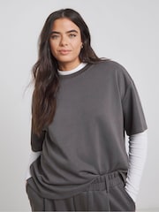 Simply Be Grey Luxe Modal Short Sleeve Sweatshirt - Image 4 of 4