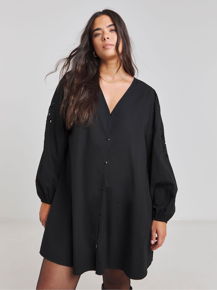 Simply Be Black Embroidered Shift Dress - Image 4 of 4