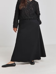 Simply Be Black Cotton Poplin Full Skirt - Image 1 of 4