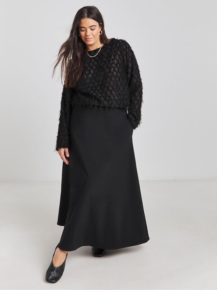 Simply Be Black Cotton Poplin Full Skirt - Image 4 of 4