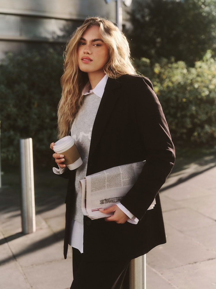 Simply Be Black Premium Ponte Single Breasted Jacket - Image 2 of 6