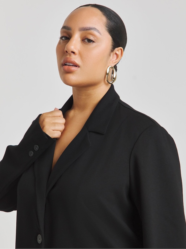 Simply Be Black Premium Ponte Single Breasted Jacket - Image 6 of 6