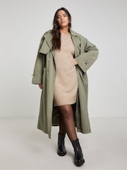 Simply Be Natural Sponge Crew Neck Mini Dress - Image 4 of 4