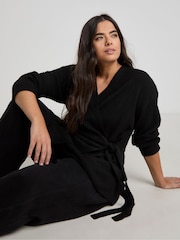 Simply Be Black Sponge Ballet Wrap Cardigan - Image 1 of 1