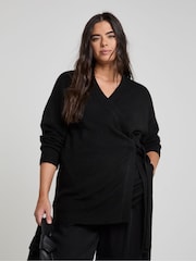 Simply Be Black Sponge Ballet Wrap Cardigan - Image 2 of 4