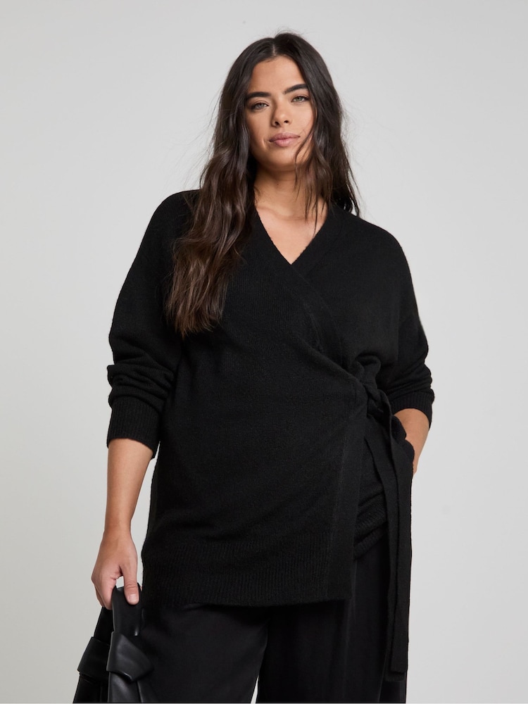 Simply Be Black Sponge Ballet Wrap Cardigan - Image 2 of 4