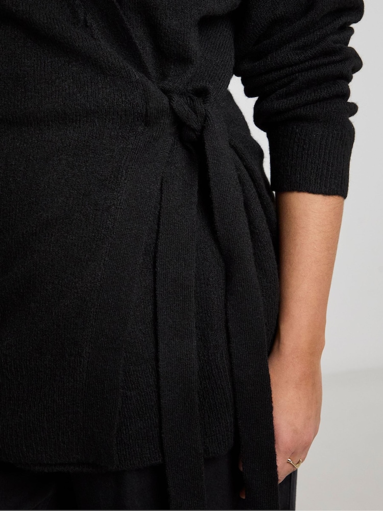 Simply Be Black Sponge Ballet Wrap Cardigan - Image 4 of 4