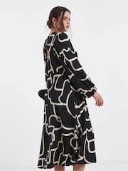 Simply Be Black Supersoft Midi Dress With Tie Back Detailing - Image 2 of 4