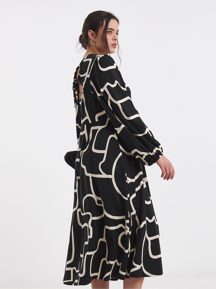 Simply Be Black Supersoft Midi Dress With Tie Back Detailing - Image 2 of 4