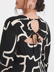 Simply Be Black Supersoft Midi Dress With Tie Back Detailing - Image 3 of 4