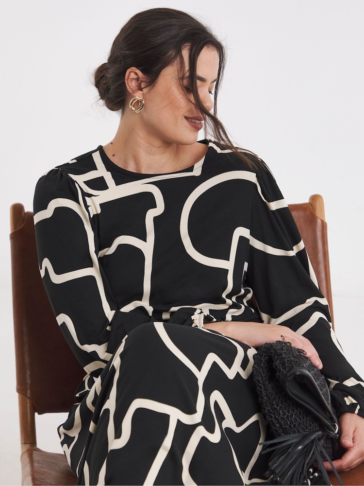 Simply Be Black Supersoft Midi Dress With Tie Back Detailing - Image 4 of 4