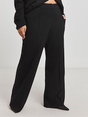 Simply Be Black Premium Ponte Wide Leg Tailored Trousers - Image 1 of 4