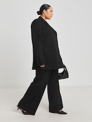 Simply Be Black Premium Ponte Wide Leg Tailored Trousers - Image 2 of 4