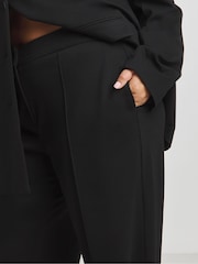 Simply Be Black Premium Ponte Wide Leg Tailored Trousers - Image 4 of 4