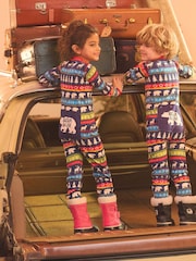 أزرق - Hatley Fairisle Pattern 100% Cotton Adult Union Suit - صورة 1 من 4