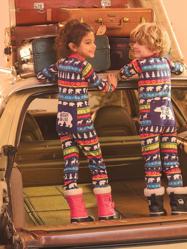 أزرق - Hatley Fairisle Pattern 100% Cotton Adult Union Suit - صورة 1 من 4