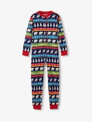 أزرق - Hatley Fairisle Pattern 100% Cotton Adult Union Suit - صورة 2 من 4
