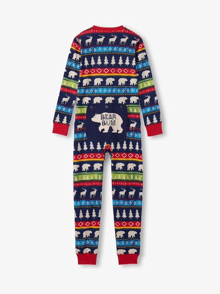 Blauw - Hatley Fairisle Pattern 100% Cotton Adult Union Suit - Image 3 of 4