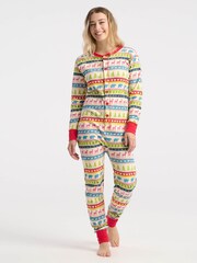 Hatley Fairisle Pattern 100% Cotton Adult Union Suit - Image 1 of 3