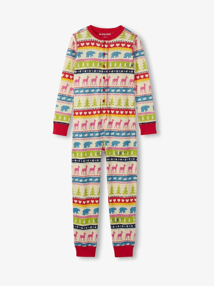 كريم - Hatley Fairisle Pattern 100% Cotton Adult Union Suit - صورة 1 من 3